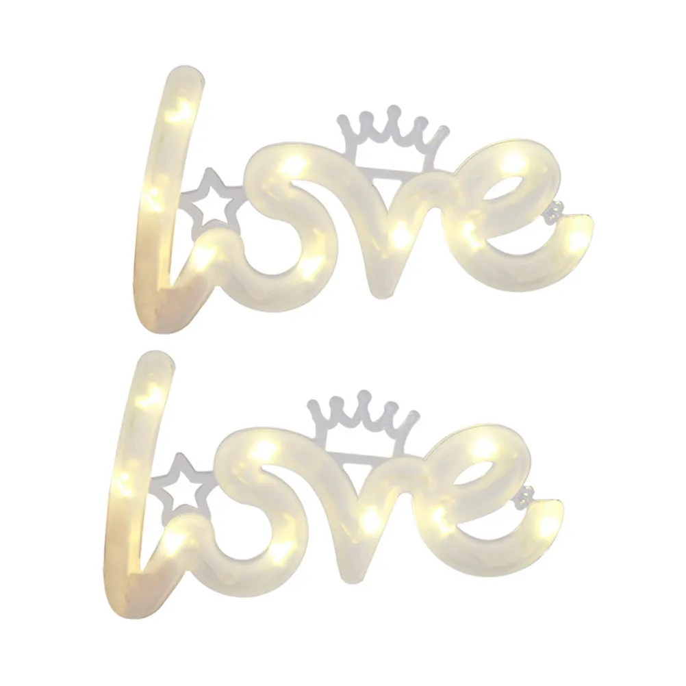 

2 шт. светодиодных светильников Love LED из высококачественного материала, декоративная ночная лампа, романтический атмосферный светильник для вечеринок, стильный реквизит для оформления сцены