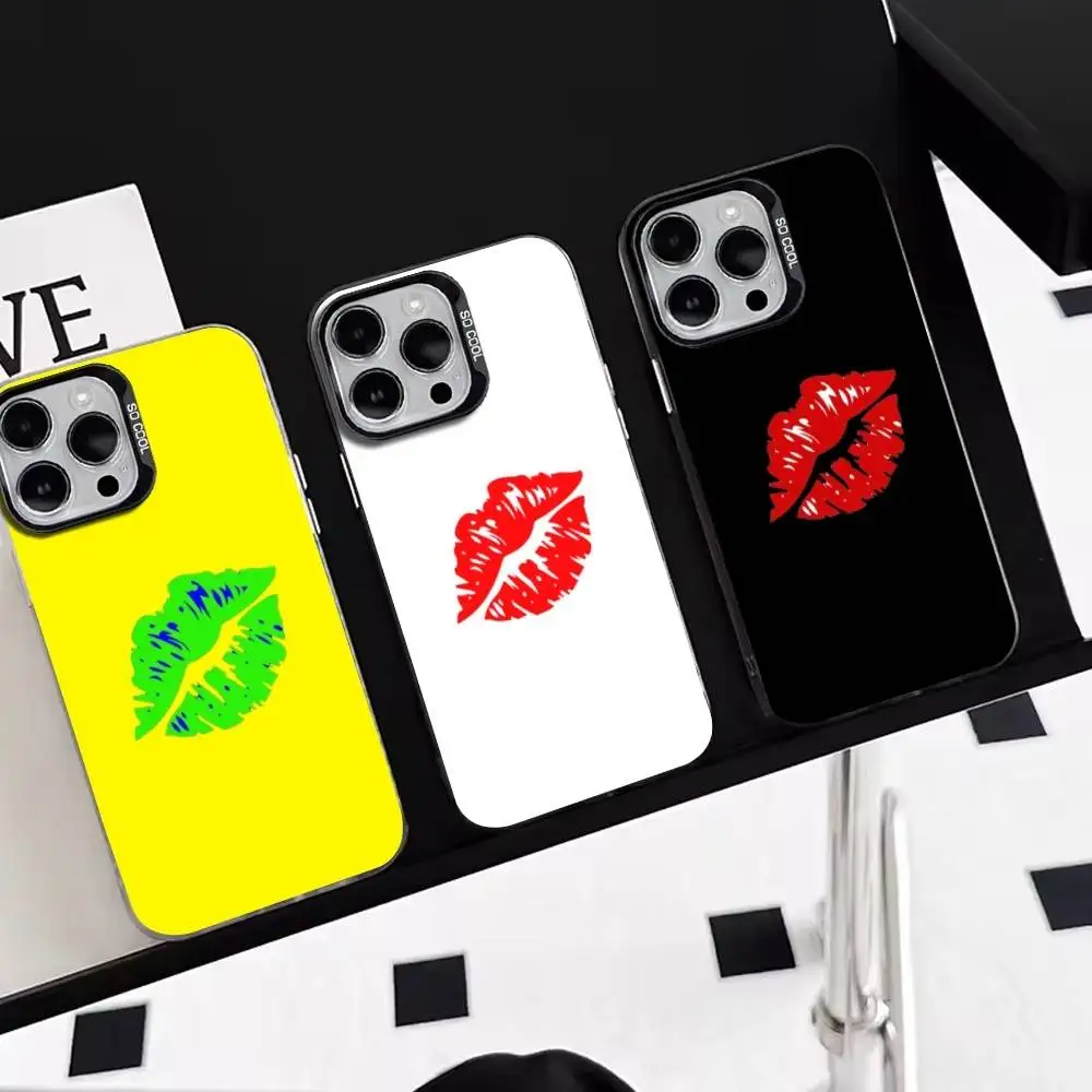 

KISS Mark Phone Case For iPhone 17,16,15,14,13,12,11 Plus,Pro Max,XS,Colored Silver Plated Inside Cover