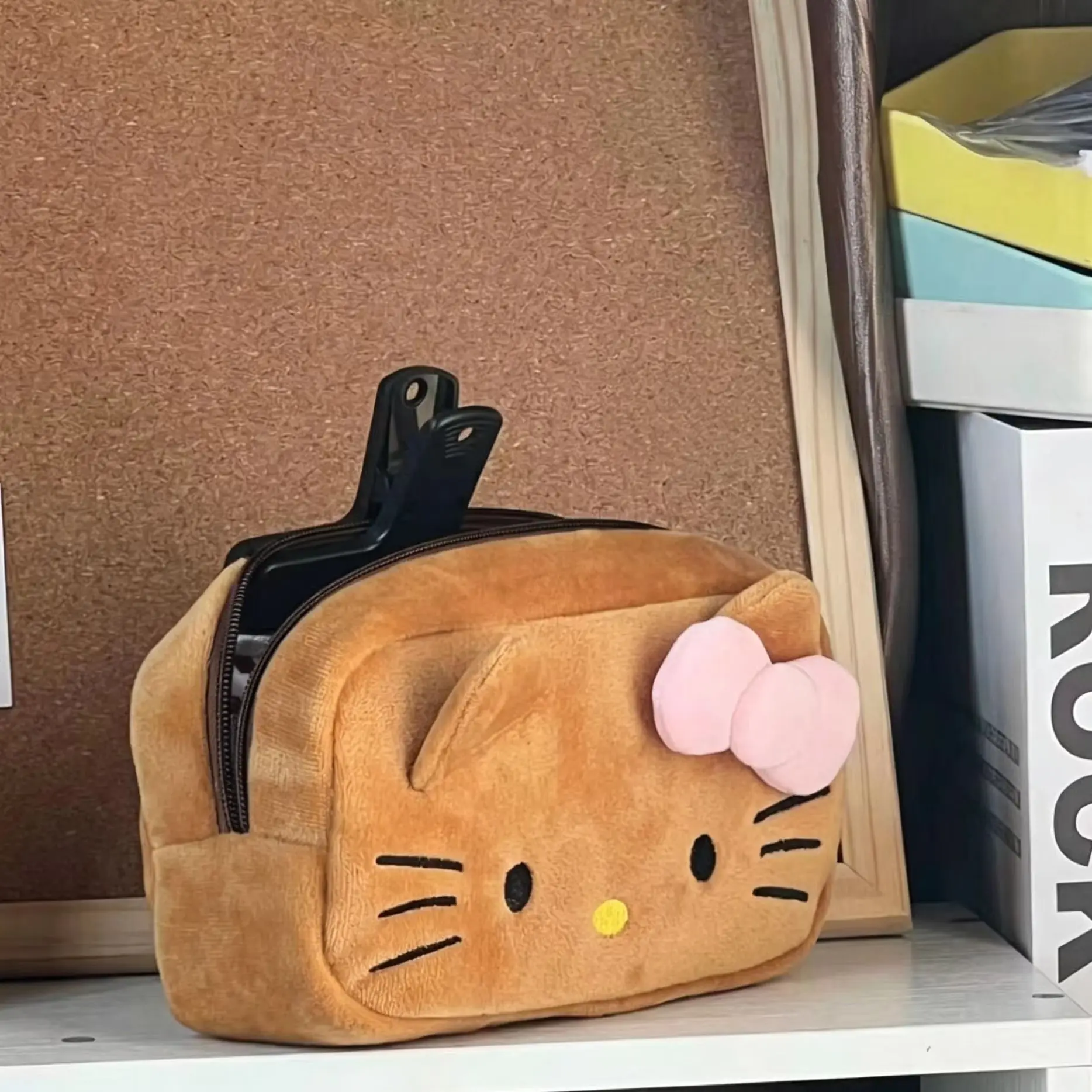 HelloKitty Sanrio Storage Bag Plush Pen Bag Anime Figure Girl Pencil Case Cartoon Large Capacity Student Stationery Storage Bag view 4