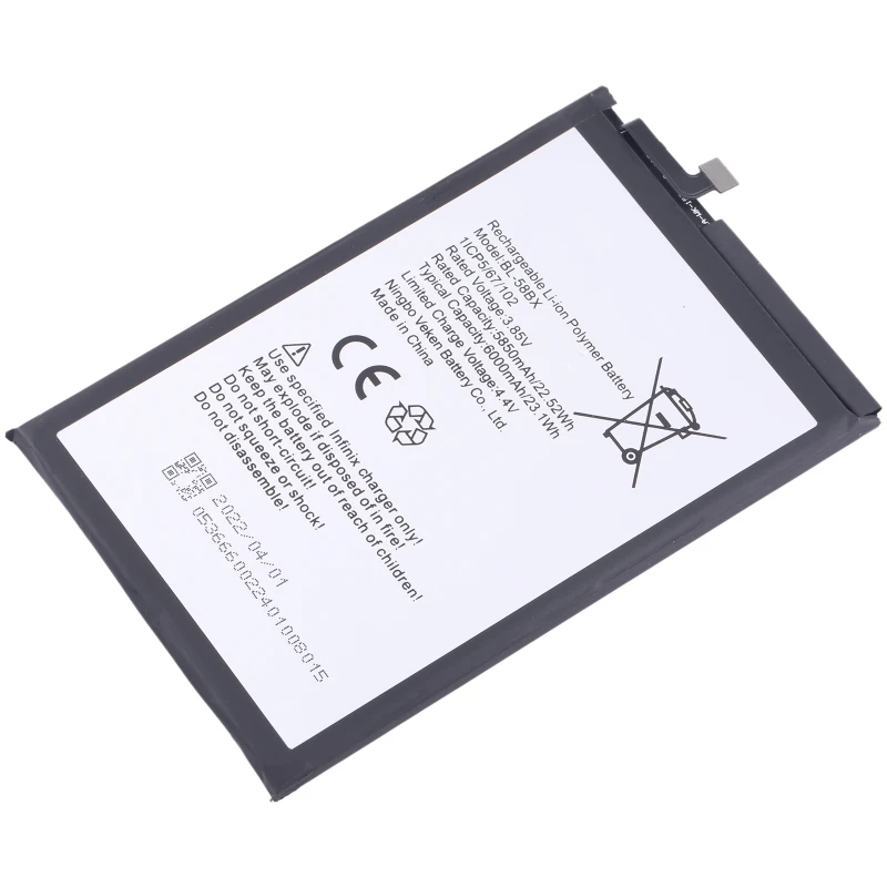 BL-58BX Li-ion Polymer Battery For Infinix Hot 9 Play / Hot 10 Play Phone 6000mAh Rechargeable Lithium Battery Replacement Part