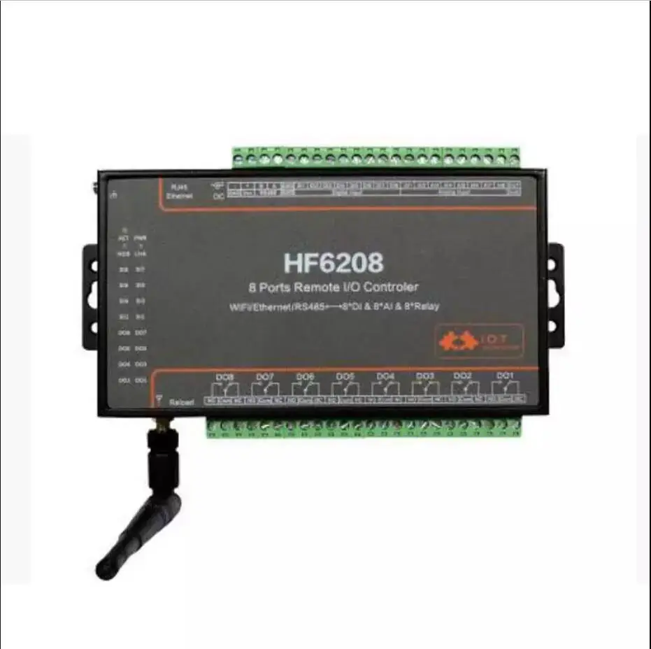 HF6208 HF6508 와이파이 RJ45 모드버스 RTU 시리얼 컨버터, Mqtt Tcp Ip Iot 게이트웨이 8AI 8DI 8DO IO DTU 양방향 투명 시리얼 서버