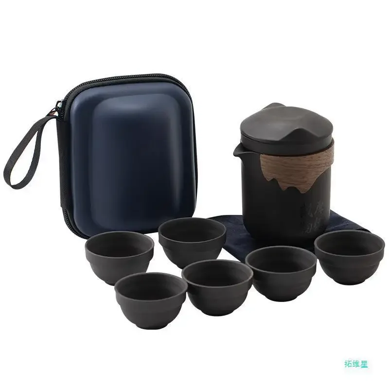 Travel Tea Set Chinese Purple Clay Sand Teaware Sets Outdoor Portable Tour Tea Cups kung fu Tea Infuser Pot Best Gift