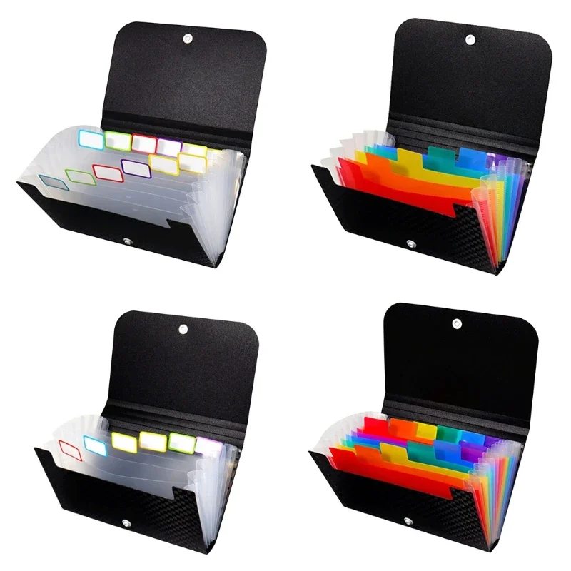 New Small File Wallet Receipt Folder A6 Accordion Folder 7-layer 13-layer File Case Waterproof with Self-adhesive Index Tabs