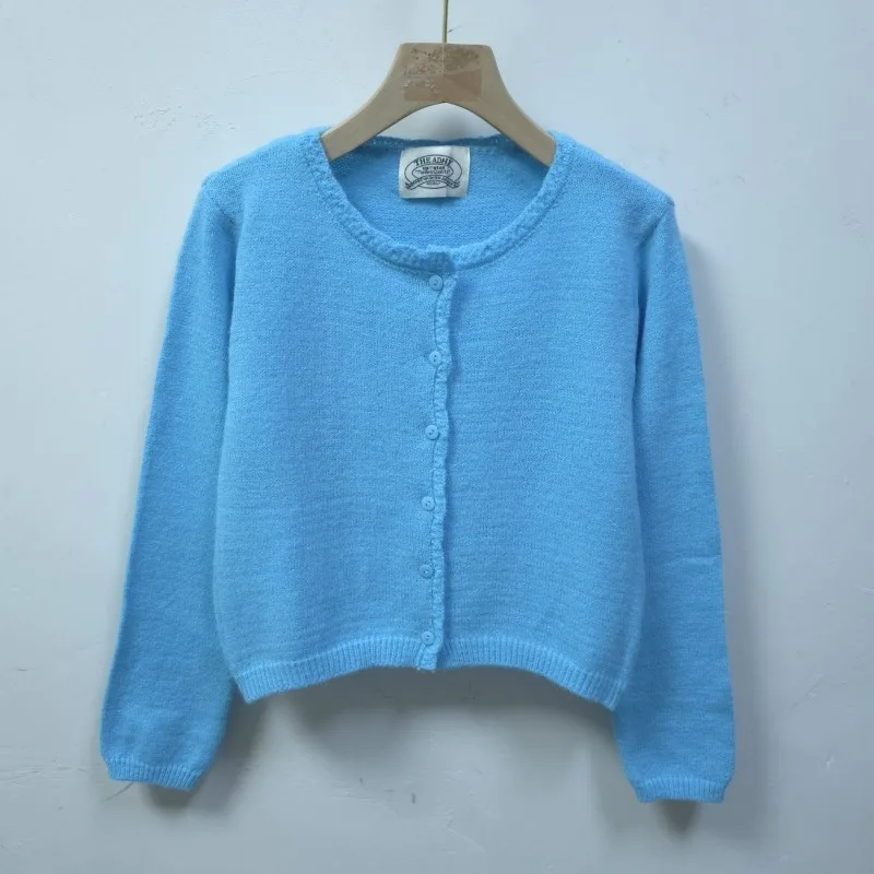 

Новый вязаный кардиган Sweet Spring Girl в пасторальном стиле, однотонный, короткий, облегающий крой