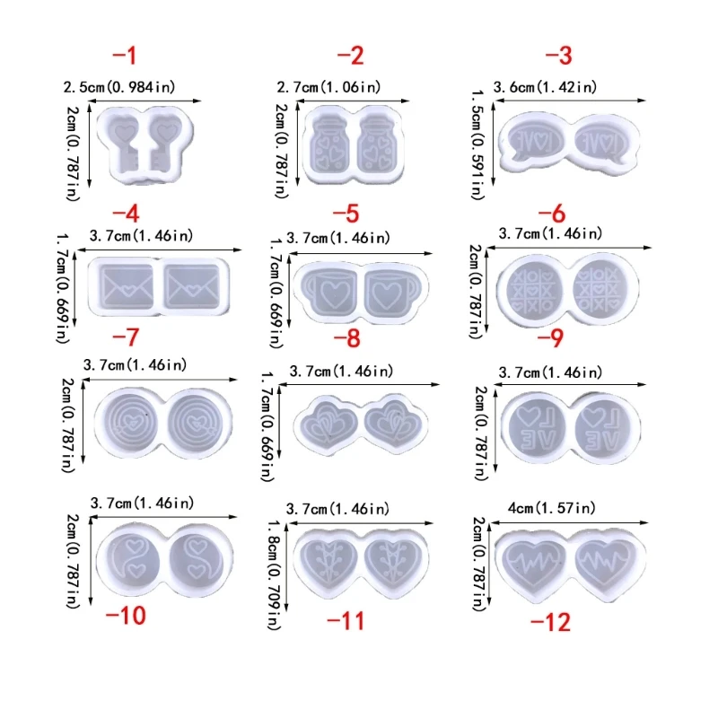 ZB91 Verschillende stijlen Hartsymbolen Oorstekers Schimmel Hars Liefdesvorm voor doe-het-zelf-knutselen