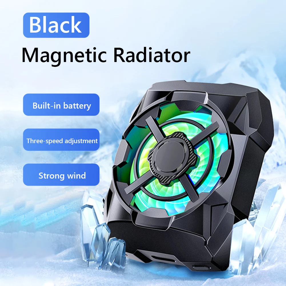 Phone Cooler with Blue Light 3 Speeds Adjustable Phone Cooling Fan Silent for Playing Games Watching Videos Phone Heat Sink