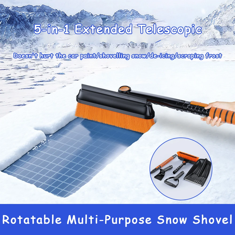 Car Winter Ice Remover Brush Shovel Set Retractable Design for Easy One-Step Ice & Snow Cleaning