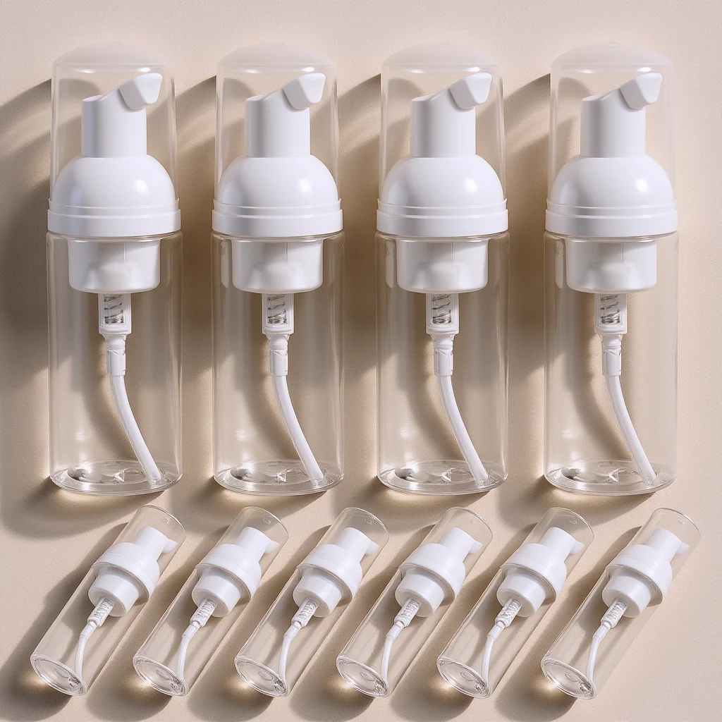 

10Pcs Travel Foaming Pump Bottles Clear Plastic Refillable for Facial Cleanser Shampoo Travel Use Foam Soap Dispenser