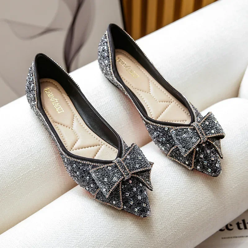 2024 mujeres arco plano Rhinobason boca poco profunda tamaño grande zapatos de diseñador de lujo zapatos planos Chaussure Femme
