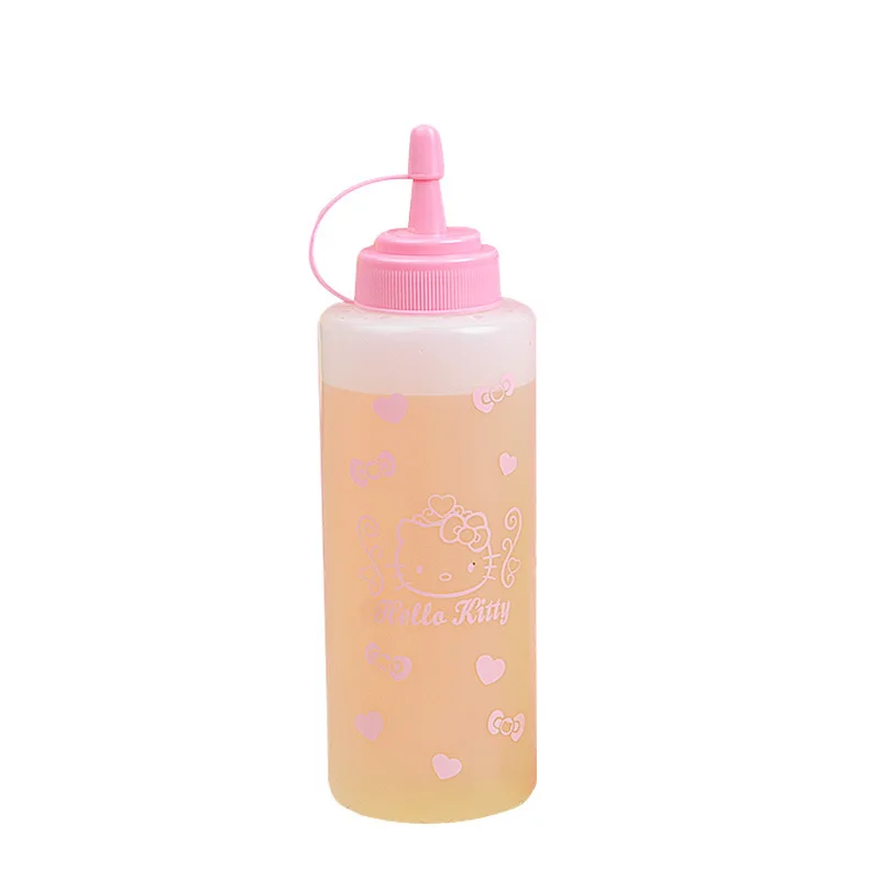 Cute Sanrio Oil Pot Cartoon Hello Kitty Print Household Kitchen Tip Plastic Oil Filter Pot Ketchup Salad Seasoning Bottle