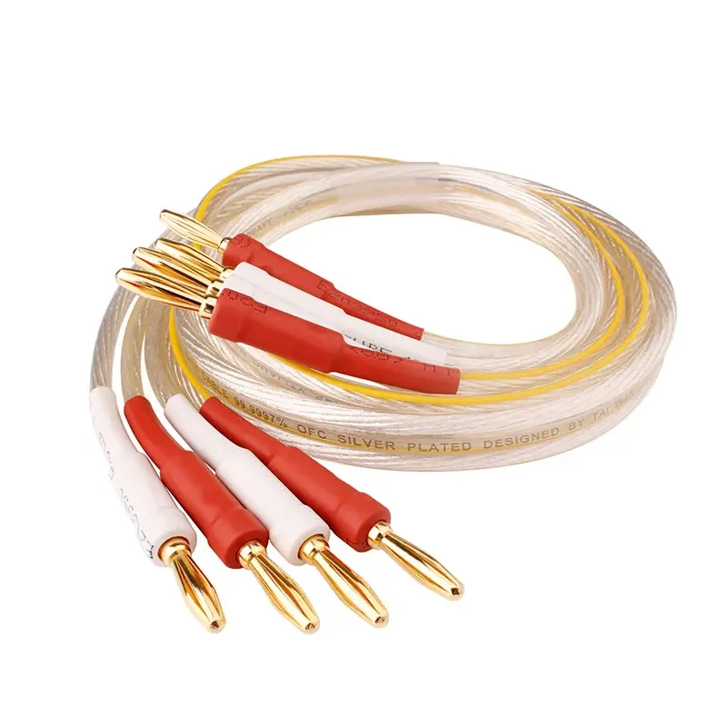 Kabel głośnikowy YYAUDIO HIFI posrebrzany, przewód głośnikowy 6N OFC do wzmacniaczy i systemów Hi-fi, wtyk Y, wtyk bananowy, kabel głośnikowy — zdjęcie produktu 7
