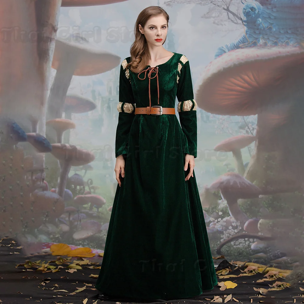 Brave cartoon movie character cosplay costume Princess Merida court dress Halloween Costumes for Adults Women Movie Cosplay view 4