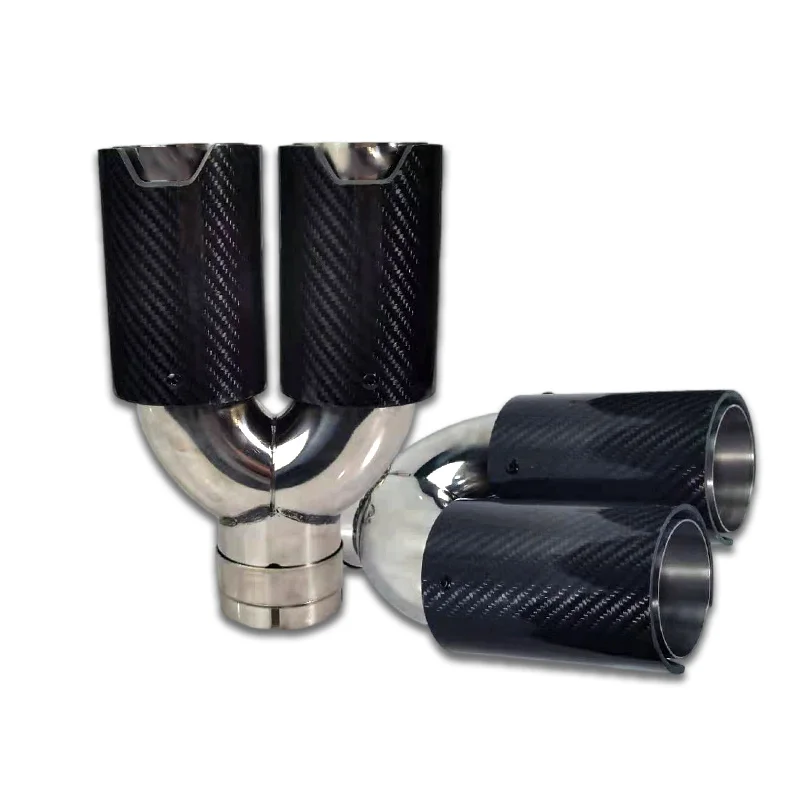 1Pc High Quality Carbon Fiber Dual Exhaust Tips for Modification Upgrade Decorate Car Muffler Tail Pipes U-Type