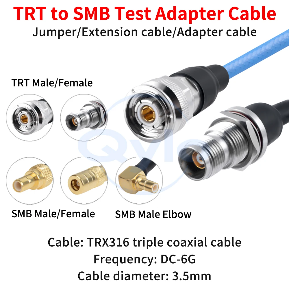 (1 pcs) TRT to SMB Adapter Cable SMB Male to Female Angled Connector TRX316 Triple Coaxial Cable TRT to SMB TRT to TNC Cable