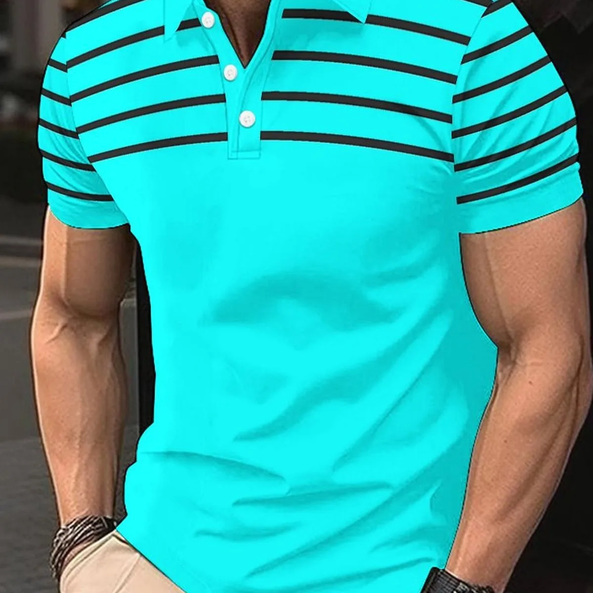جديد الأوروبية والأمريكية الصيف الرجال قميص بولو مطبوعة قصيرة الأكمام زر طوق تي شيرت عارضة أعلى الأوروبية والأمريكية #4