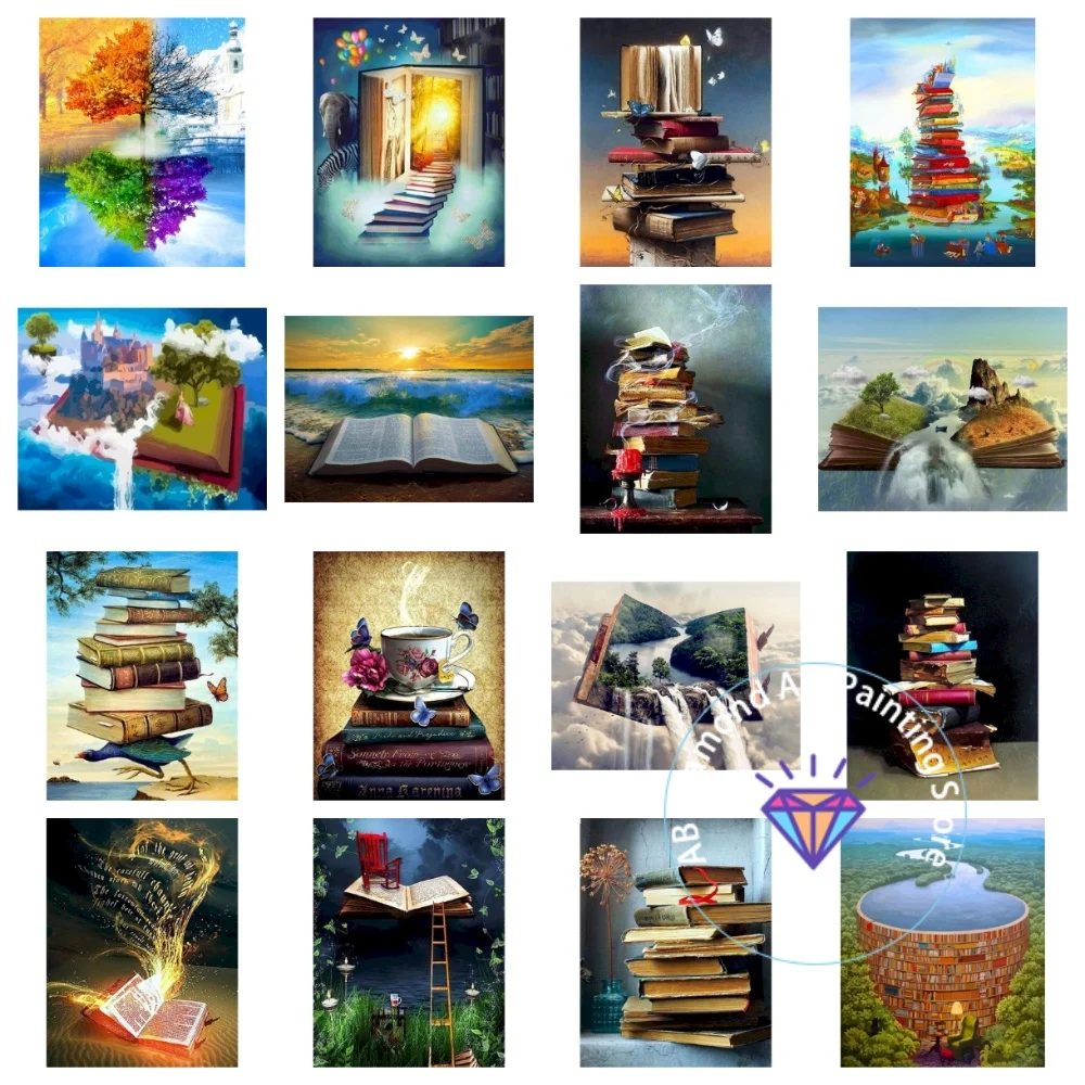 

Abstract Book Landscape AB Diamond Painting Kit Square Round Diamond 5D DIY Mosaic Handmade Art Adult Exquisite Gift Home Decor