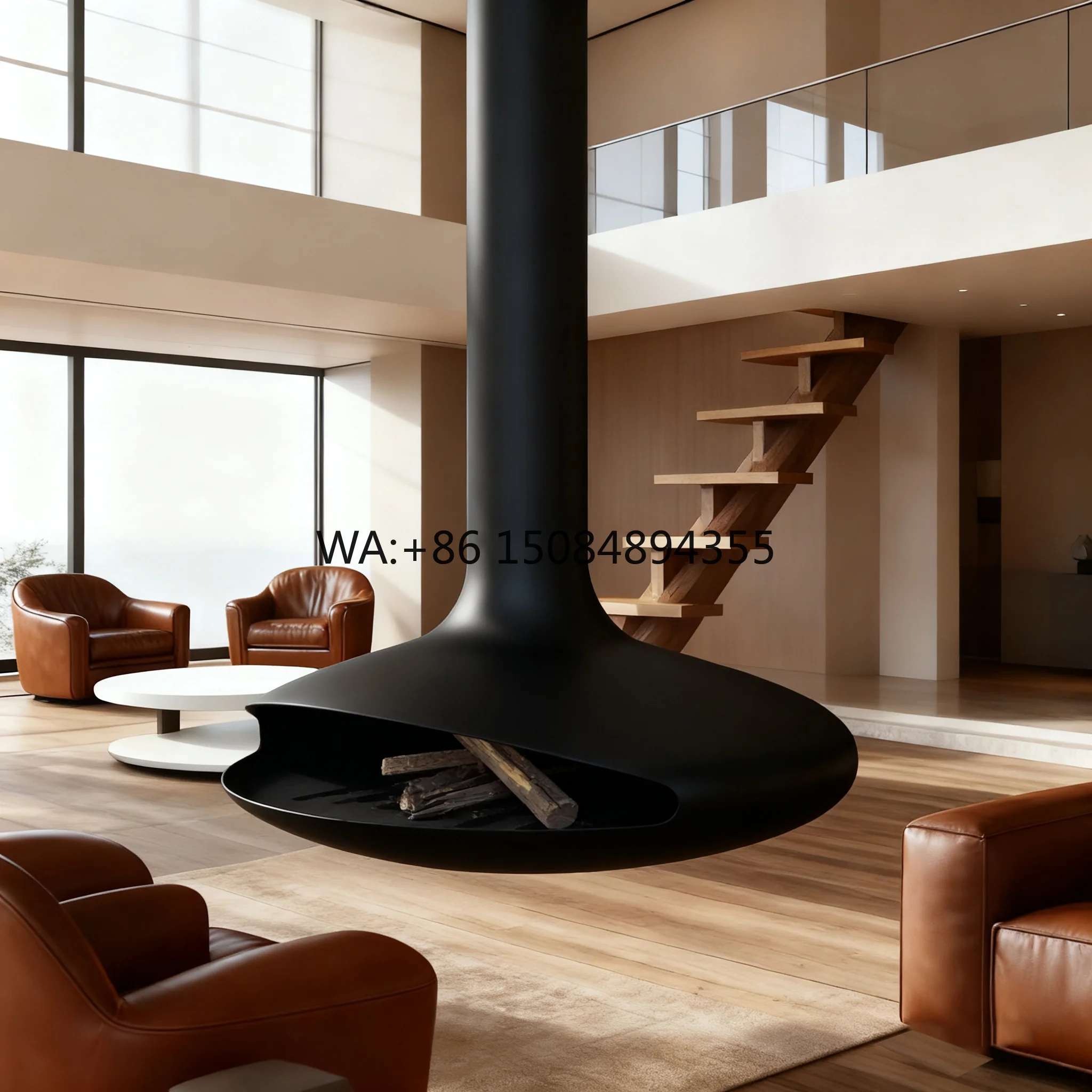 Corner Flame Core Indoor Modern Decorative Smokeless Heating Wood Indoor Metal Home Hotel Hanging Fireplace