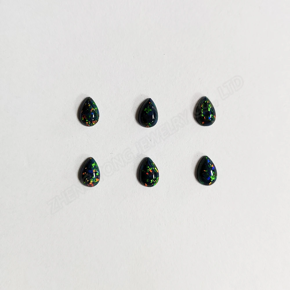 

20/50pcs Dark Green Gemstones Synthetic Opal OP35 Pear Shape Flat Back Beads for Jewelry Making