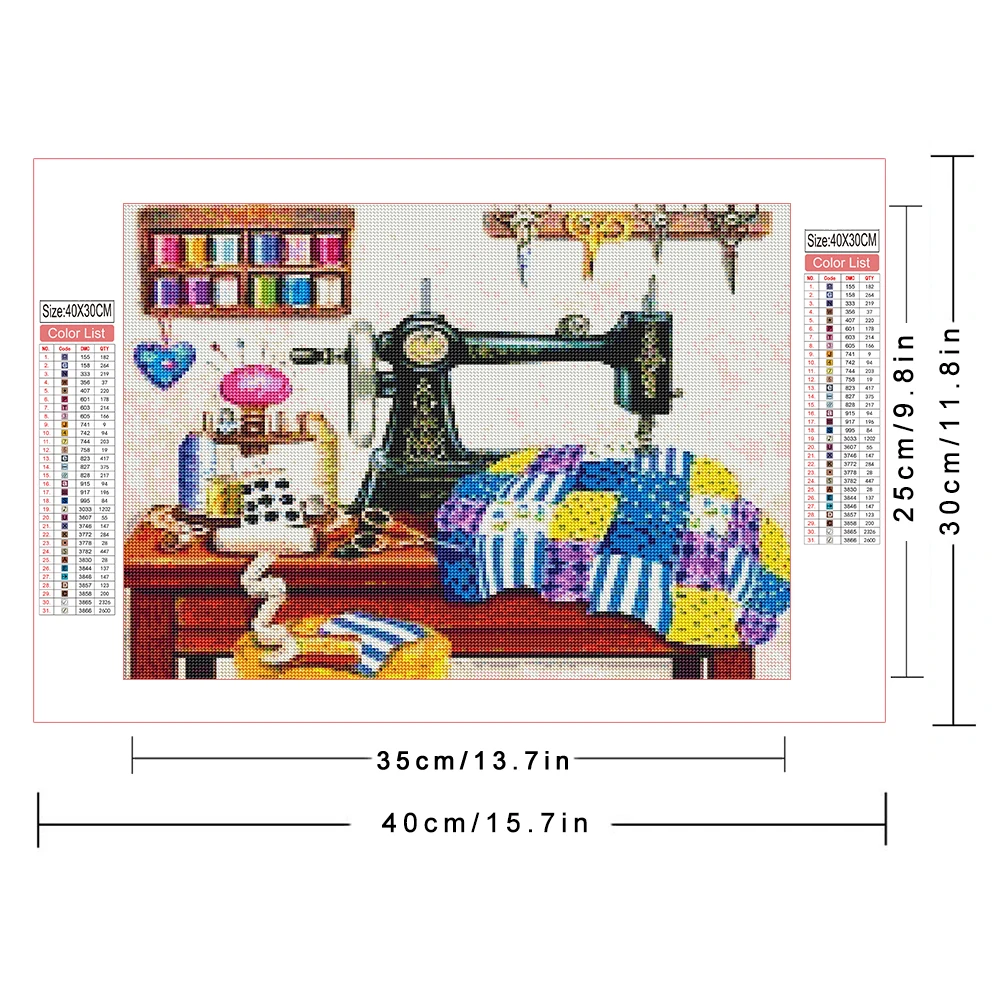 AZQSD Diamond Painting sewing machine landscape Rhinestones pictures 5d Diy Embroidery scenery Mosaic Gift Cross Stitch Kits