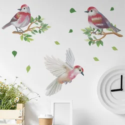 Cartoon Painted Branches Birds Wall Sticker Living Room Background Decoration Wallpaper Bedroom Home Decor Self-adhesive Decals