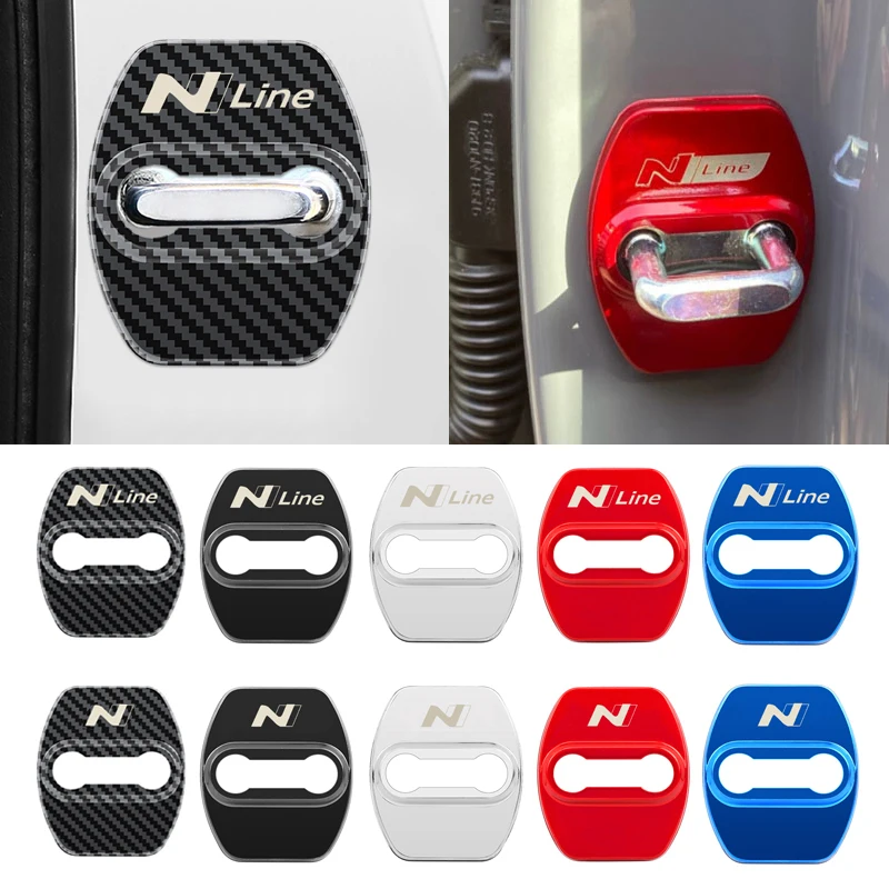 4pcs Metal Car Door Lock cover Protect Buckle Cover Stickers For Hyundai N LINE i30 i20 Sonata Accent Tucson Elantra Azera Auto