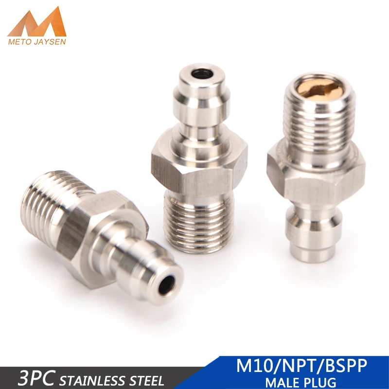 

3pcs/set 1/8NPT 1/8BSPP M10x1 Thread Quick Couplers 8MM Quick Connect Fittings Refilling Adapter Air Pumps Parts & Accessories