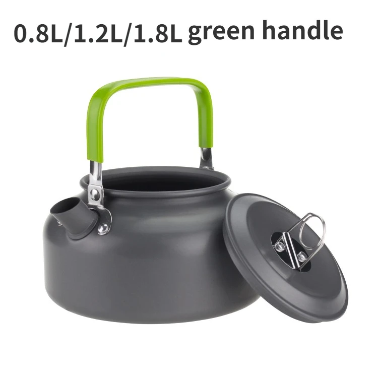 0.8L/1.1L/1.2L/1.6L/1.8L/2L/2.5L Aluminum Alloy Portable Outdoor Camping Water Kettle for Picnic Cooking