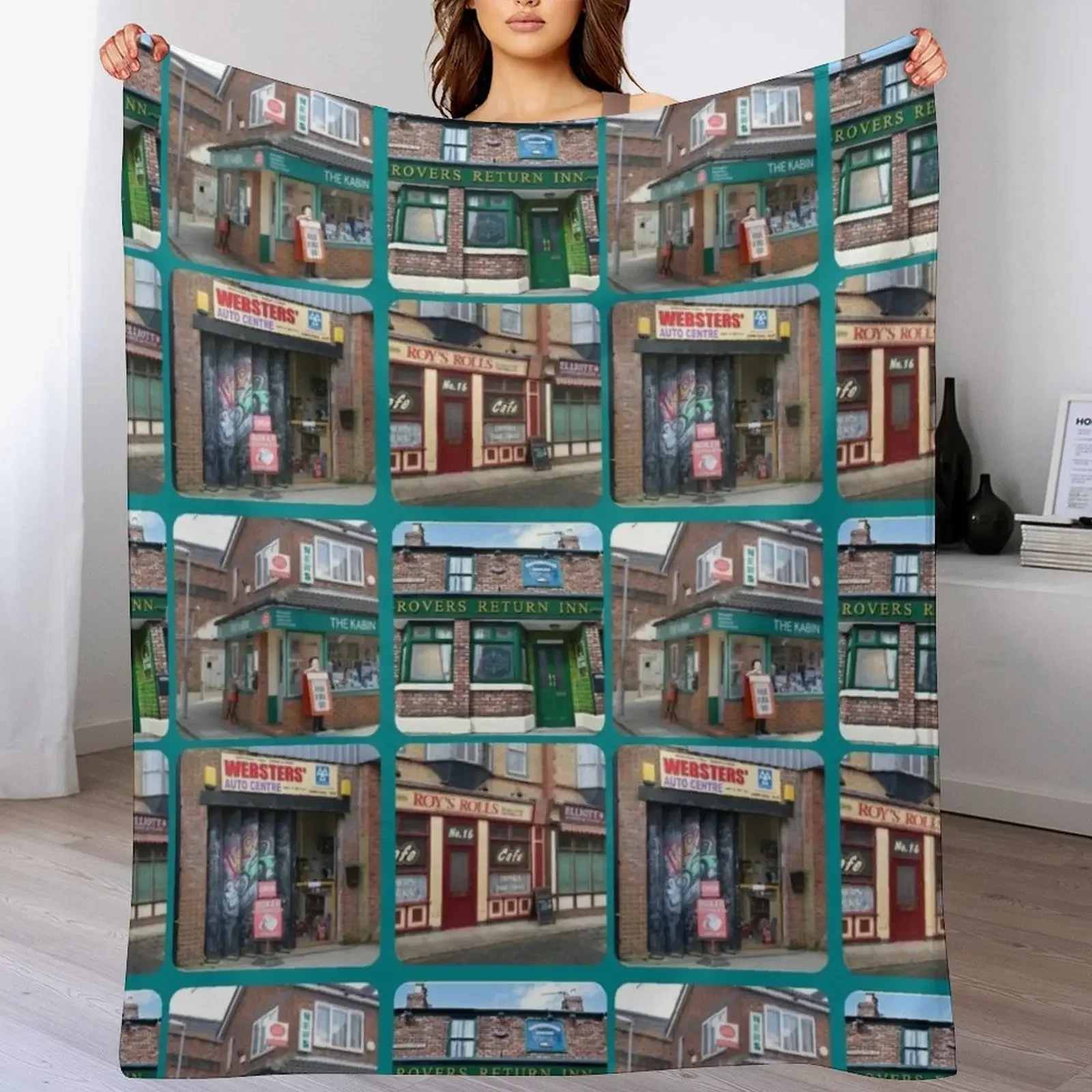 

Corrie iconic buildings Throw Blanket blankets ands Retros Sofa Blankets