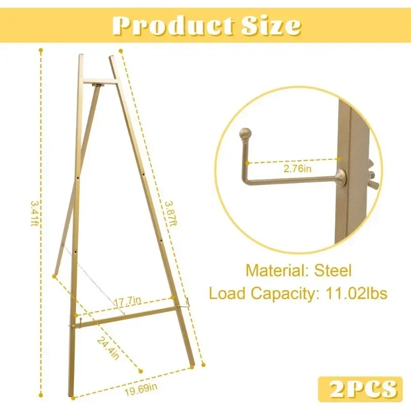 2 Pack Easel Stands Floor Easel Display Stand Height Adjustable for Weddings Shops Exhibitions Paintings Welcome