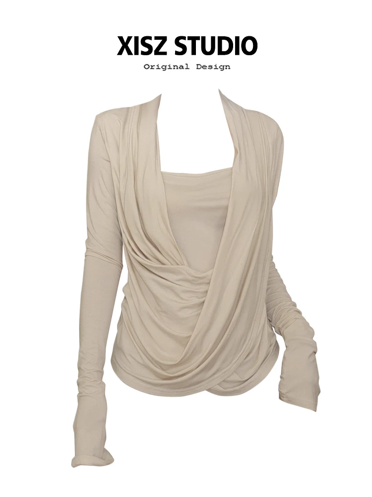 

Women's Apricot Slash Neck T-shirt Harajuku Korean Y2k Tee Top 2000s Clothes Aesthetic Fashion Long Sleeve Vintage T-shirts