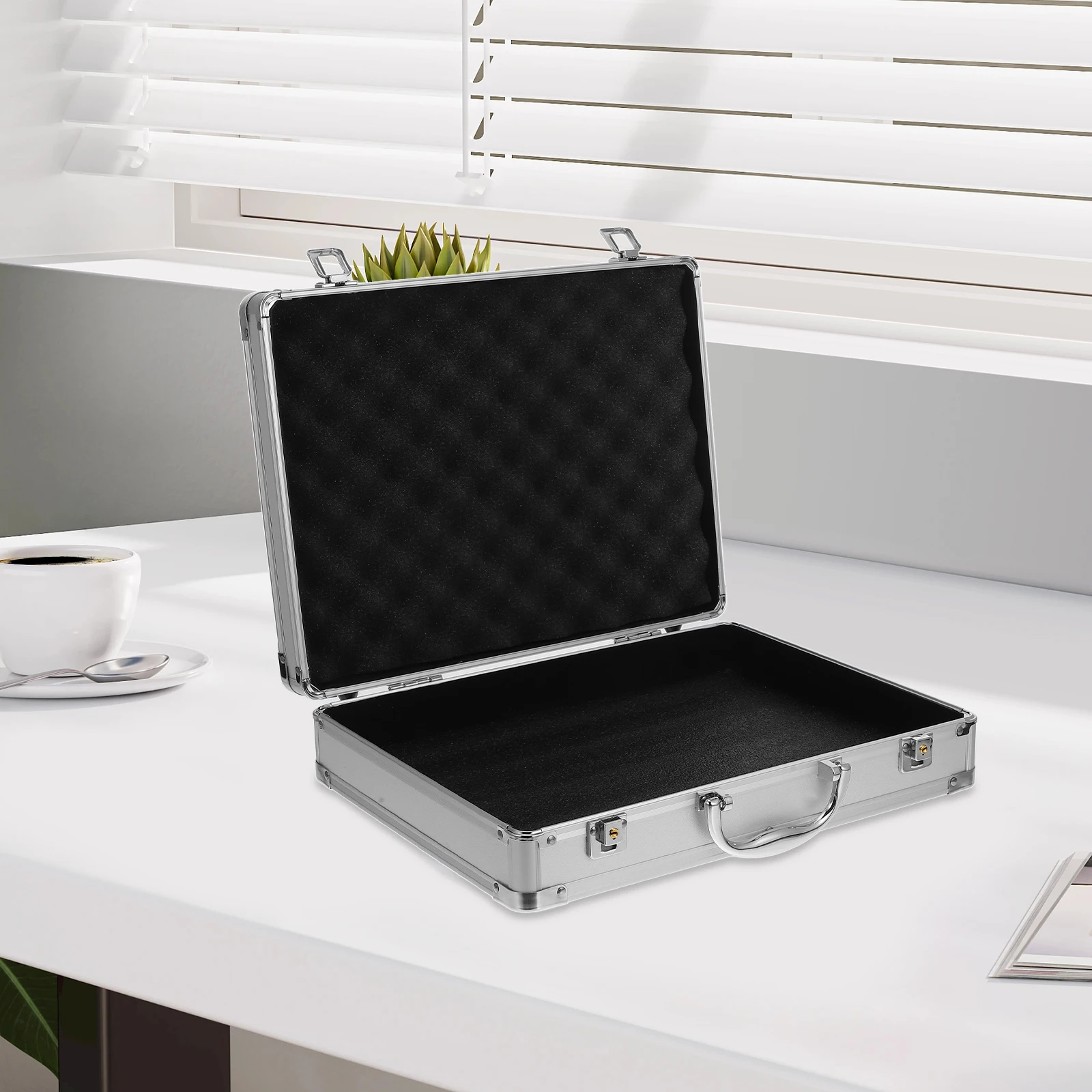 

Aluminum Alloy Tool Box 05 White Right Angle 29x16x7cm Lockable Storage Case Large Capacity Handheld Toolbox for Home Office