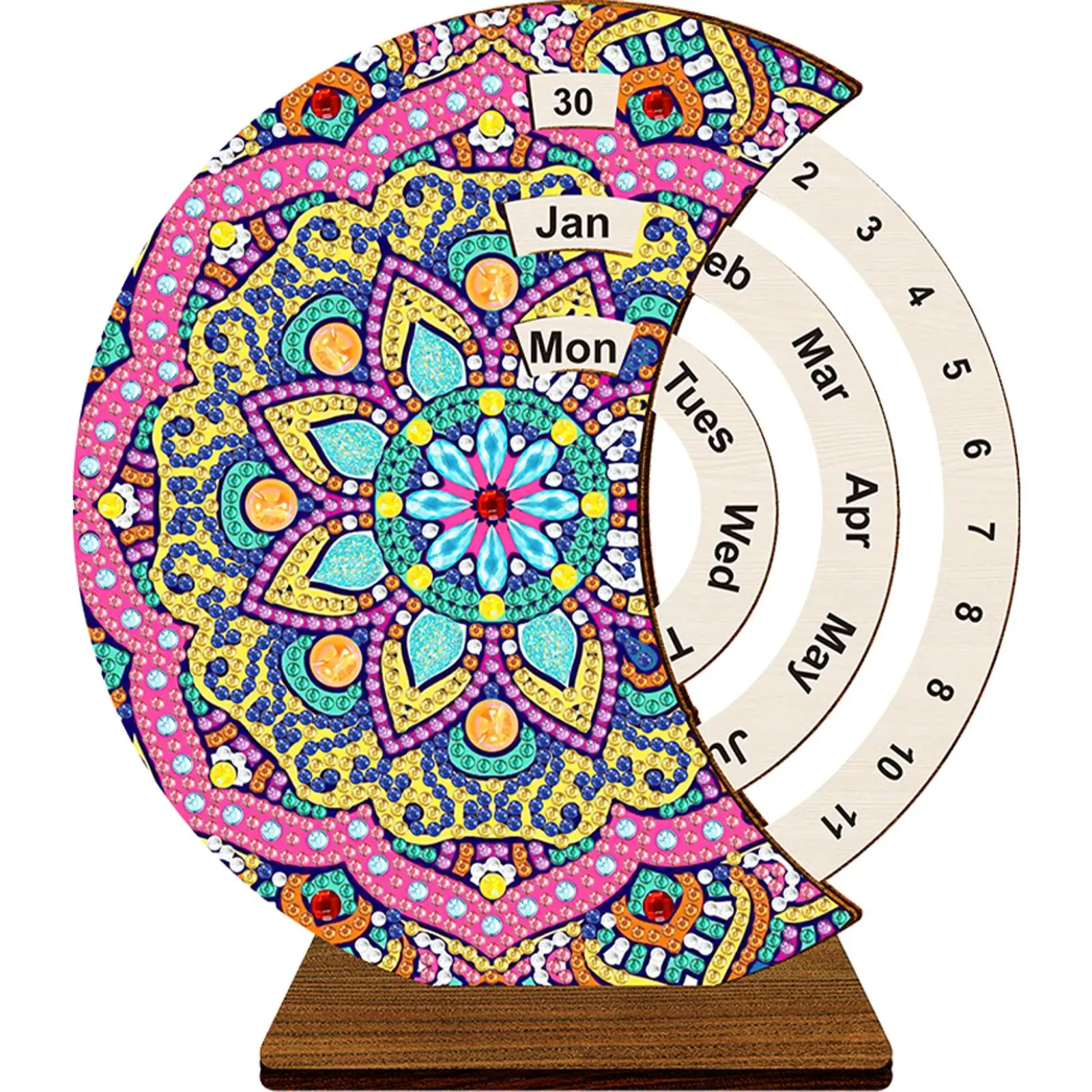 Diamond Painting Perpetual Calendar with Rotating Month Day Week Manually Changing Date Calendar Wooden Perpetual Calendar Kits view 3