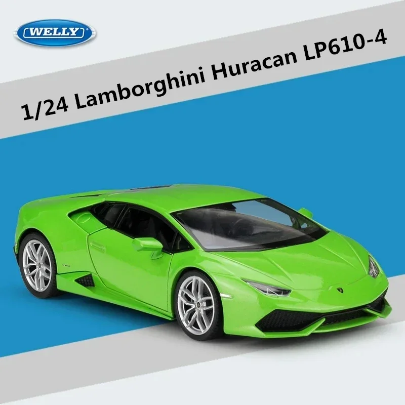 WELLY 1:24 Lamborghini Huracan LP610-4 Diecast Alloy Car Model Metal Toy Sports Car Model Simulation Collection Gifts Toys Boys