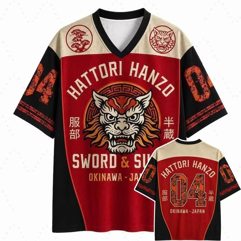 2026 Summer Fashion Japanese Legendary Warrior Tiger 3D Printed Quick Drying Outdoor Street Style Parent Child V-neck T-shirts
