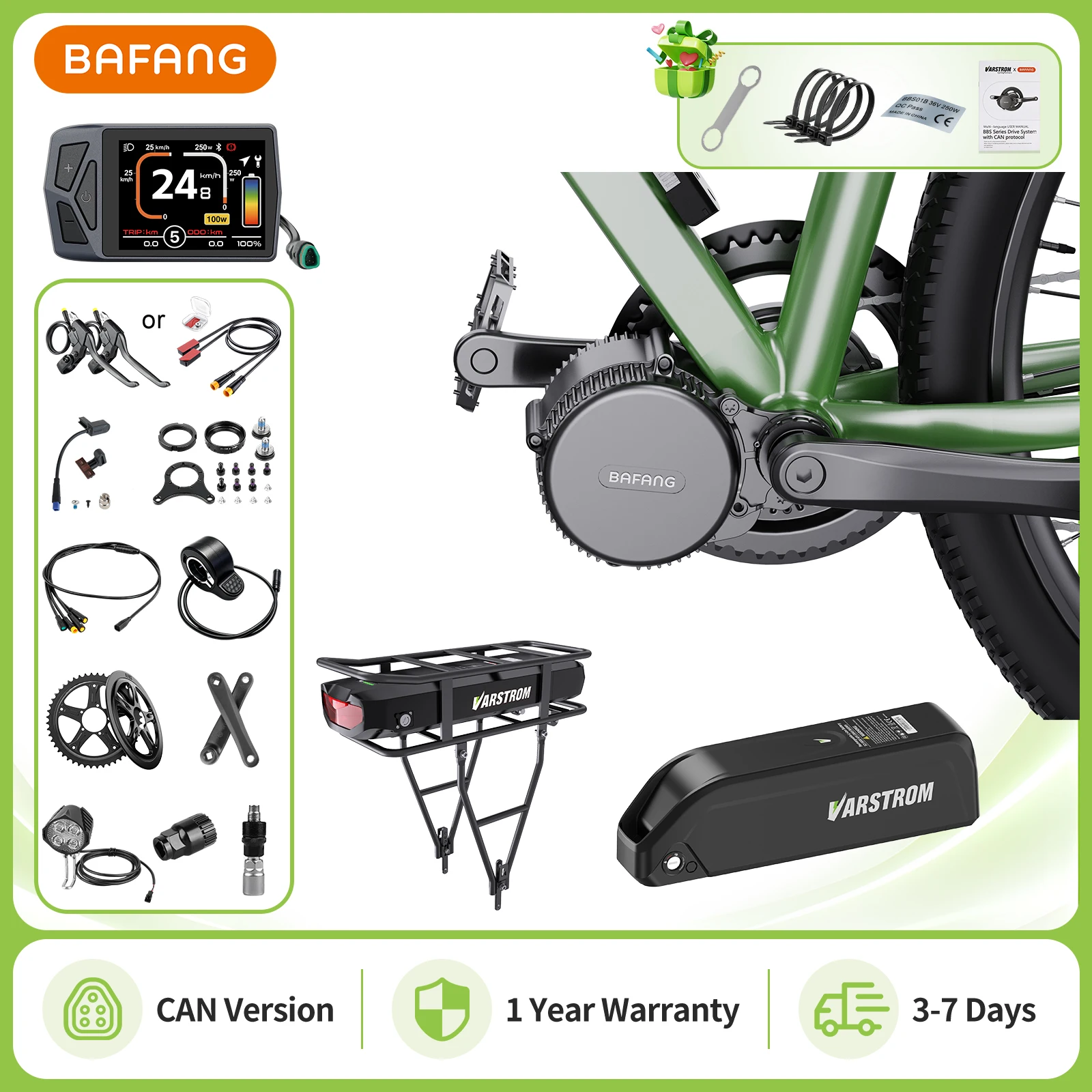 Bafang Bbs02B 48V 750W Mid Drive Kit - Kit de Conversión de Bicicleta Eléctrica