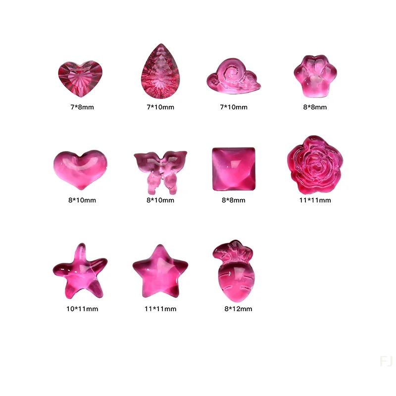 [YU]30 Pcs Mixed Rose Red Nail Charms 3d Resin Heart Five-Pointed Star Butterfly Cat'S Paw Nail Art Decorations Accessories