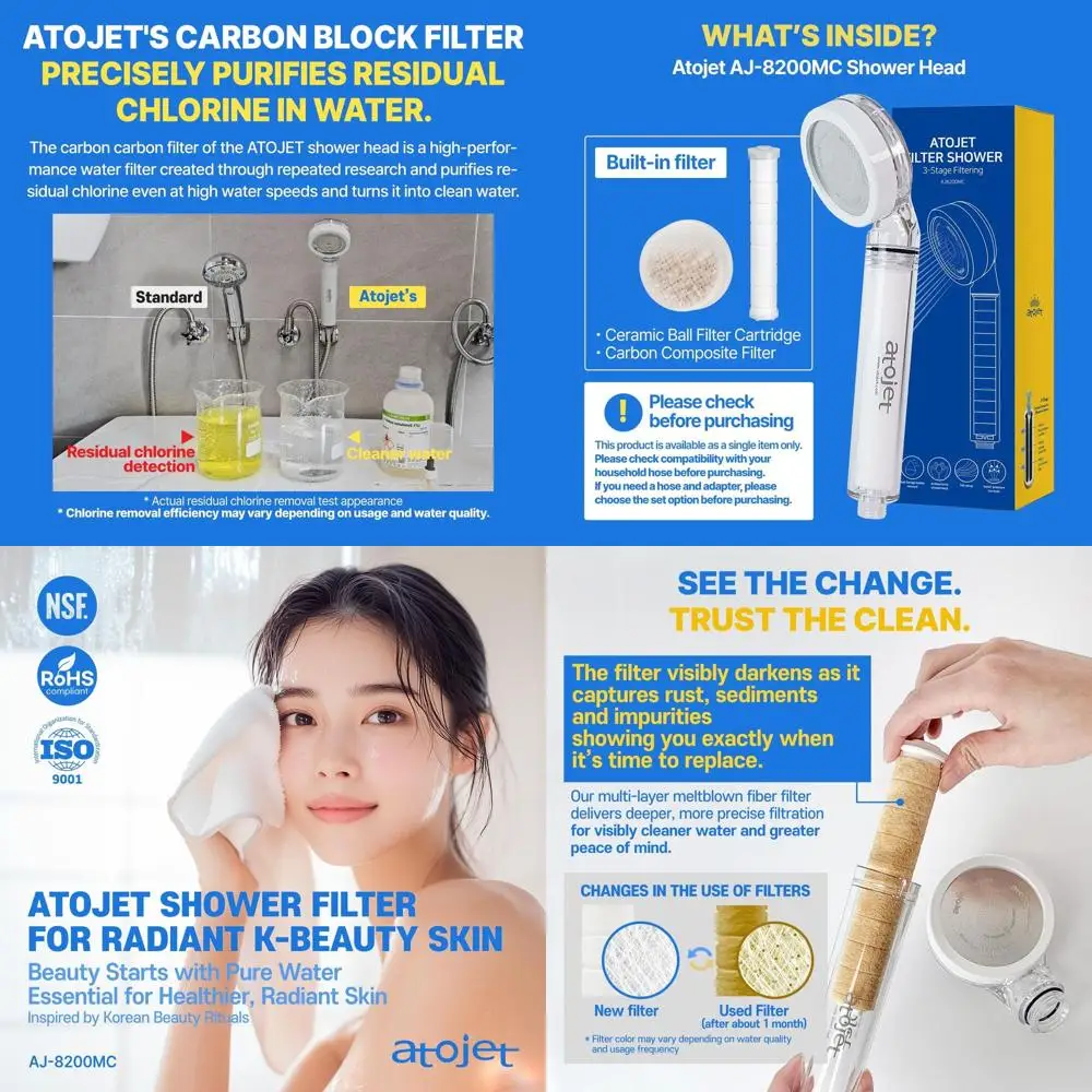 

Korean Beauty-Inspired Carbon Filter Shower, Skin Purifying & Hair Smoothing | Single Unit (AJ8200MC-SNG-1)