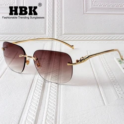 Rectangular Rimless Sunglasses Men Fashion Gradient Sun Glasses Summer Women Square Metal Eyewear Shopping Drive To Wear UV400