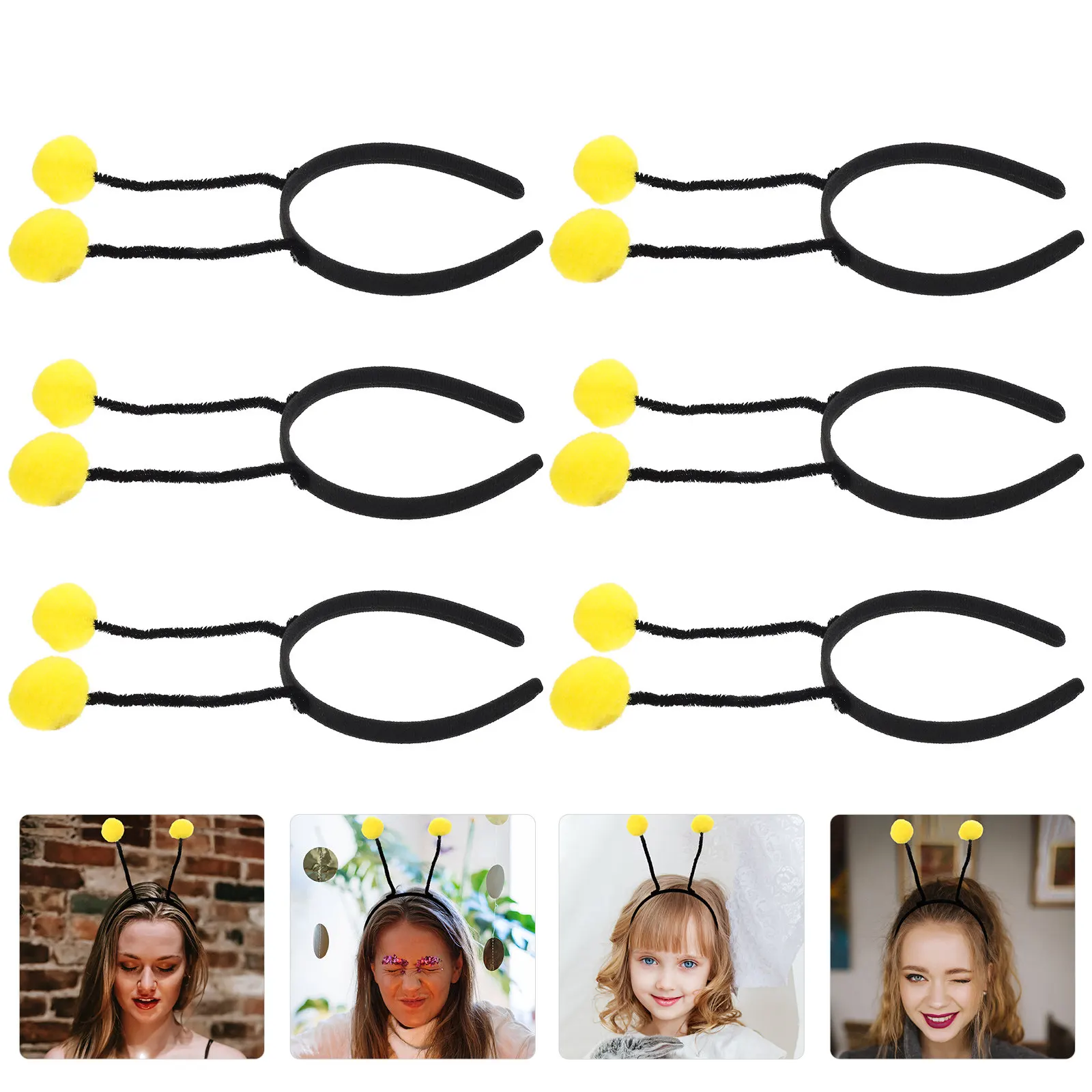 

Набор из 6 модных повязок для волос с помпонами: стильный головной убор для вечеринок, уникальный реквизит для фотосессий, очаровательный аксессуар для фестивалей
