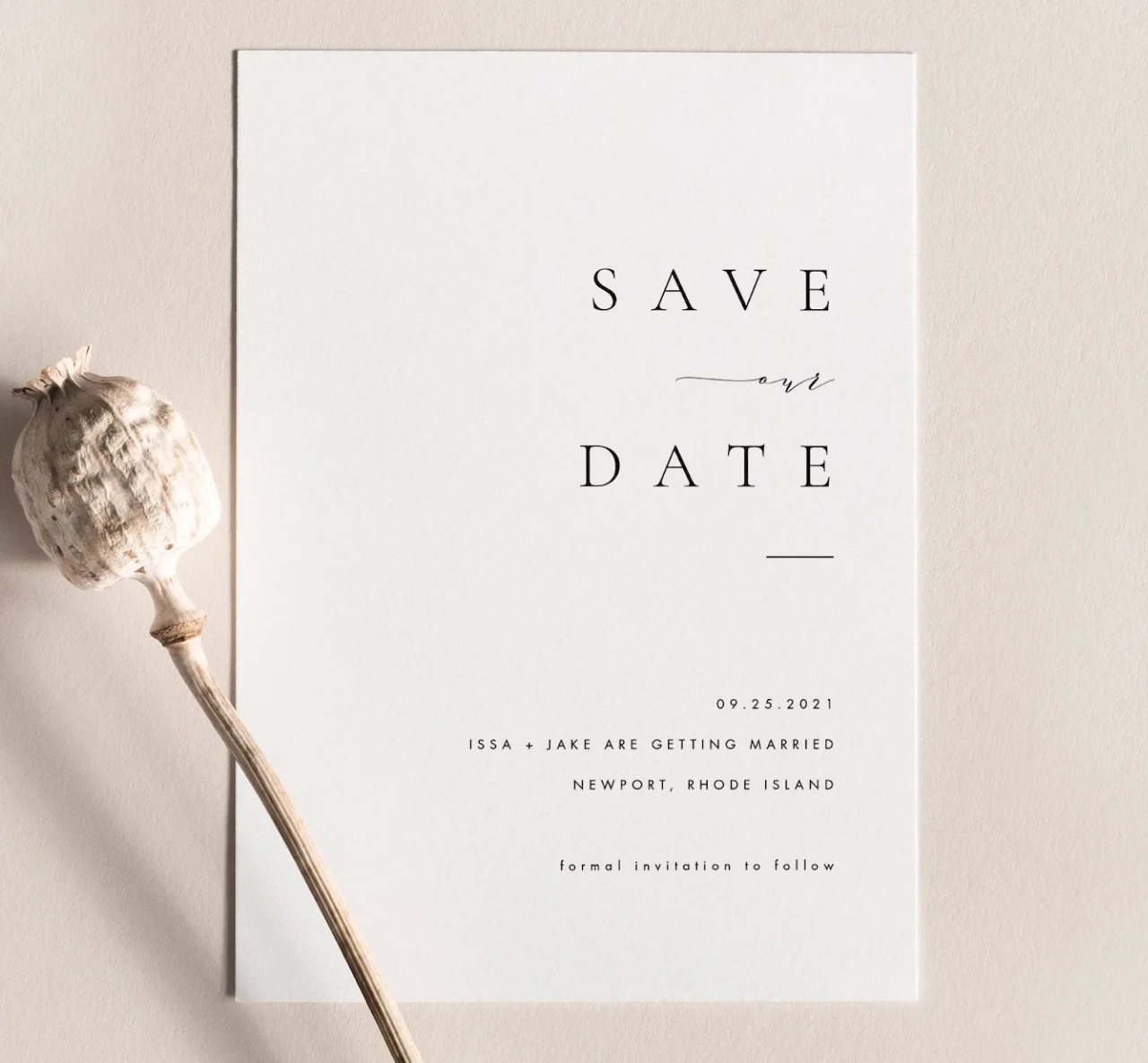 Elegant Save the Date， Custom Modern Simple Save the Date Card.