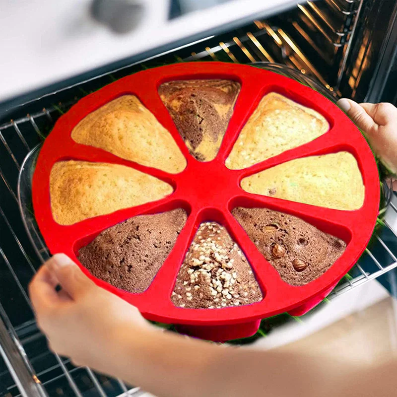 8 Cavity Silicone Portion Cake Mold Triangle Cavity Cake Pan Pizza Slices Baking Molds Kitchen Baking Tool for Thanksgiving Day