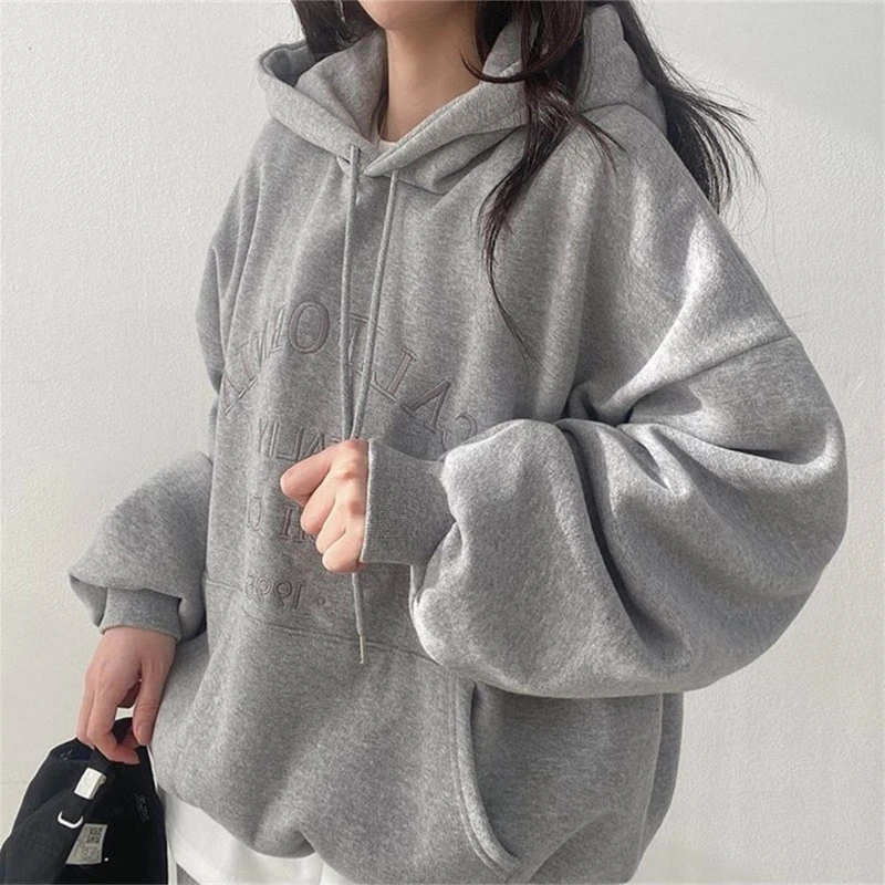 Women Drawstring Pullover Hoodies Top Long Sleeve Hooded Sweatshirts with Pocket Dropshipping