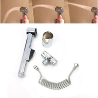 ABS press Handheld Hose Spray Shower Head hose Toilet Bidet Douche Bathroom Shower Self Cleaning Sprayer Kit water tap valve u