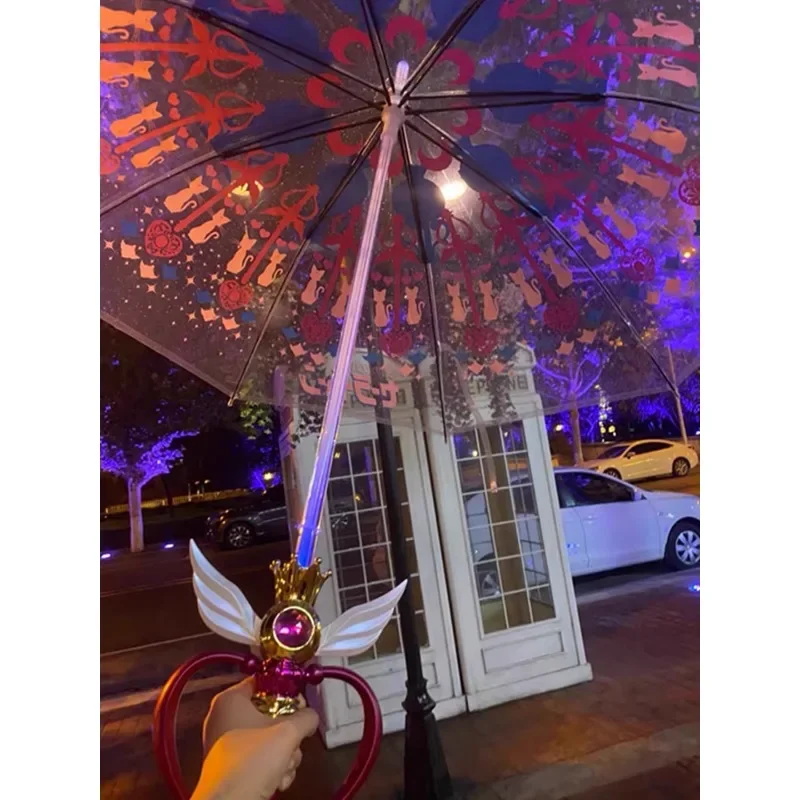 Sailor Moon Umbrella Glowing Fairy Magic Cane Variety Sakura Cute Cute Girl Transparent Long Handle Princess Umbrella