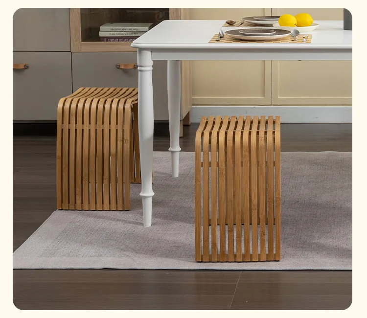 Simple Bamboo Living Room Dining Stool Furniture Modern Home Casual Shoe Changing Stool Strong and Durable Dressing Chair