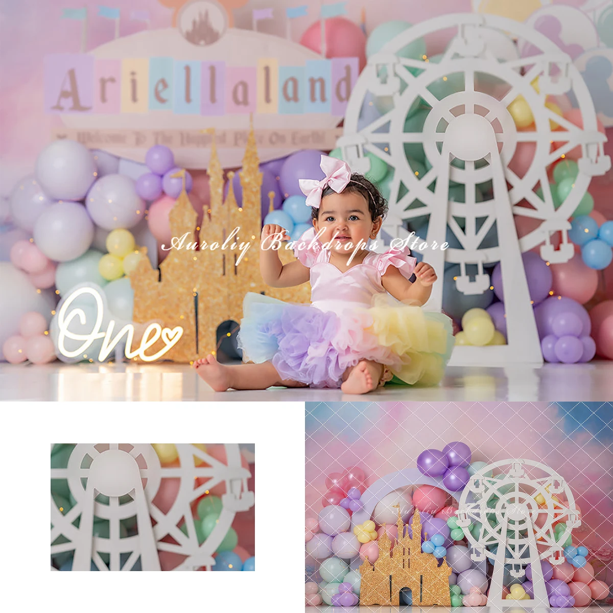 

Fairy Tale Castle Backdrops Cake Smash Child Baby Photo Props Adult Kids Decors Ferris Wheel Photography Photo Studio Background