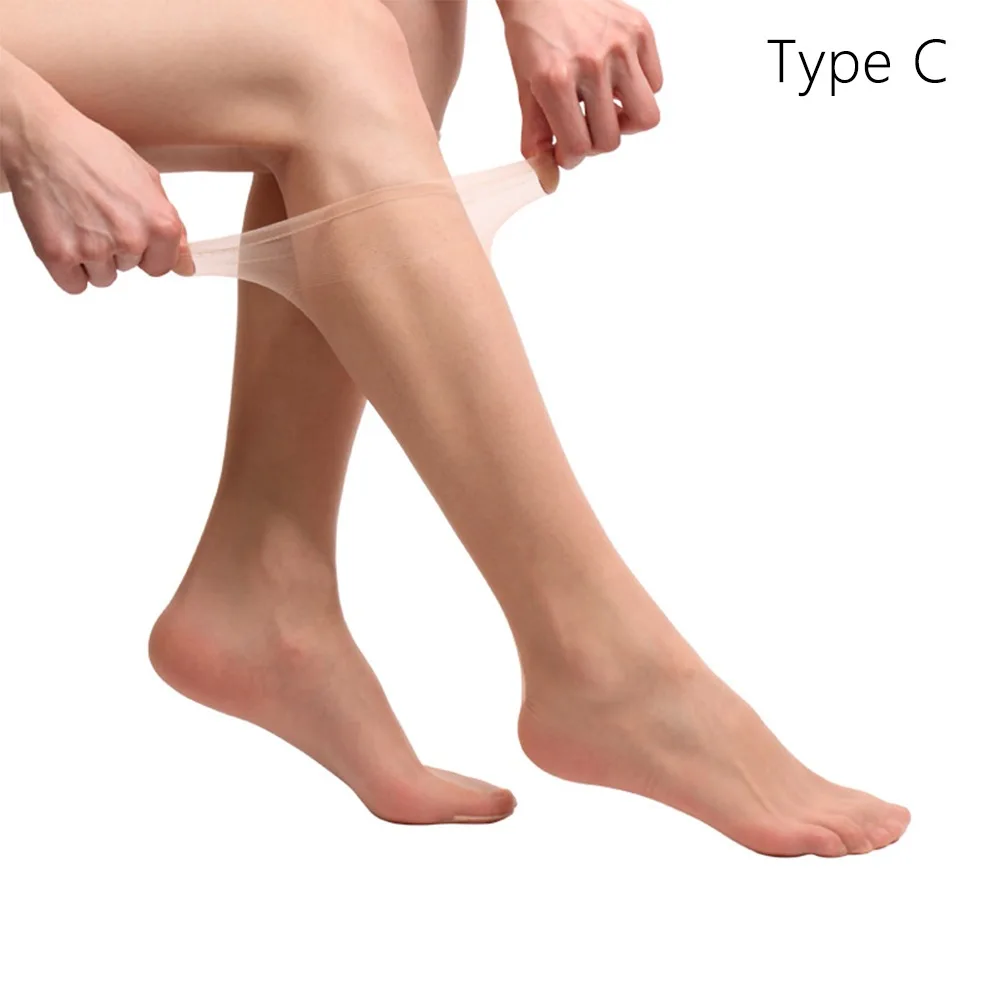 

2Pairs Lolita Silk Knee Socks Flesh Colored White Black Women Long Socks Tube Mid Length Invisible Thigh Fishnet Stockings