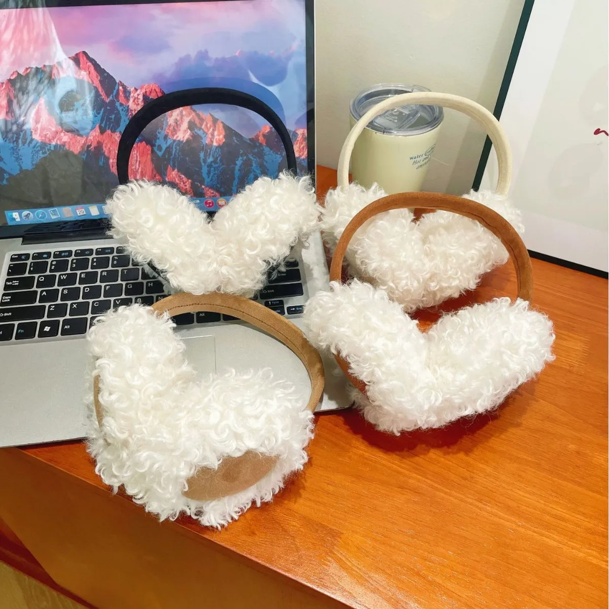 

New Cashmere Curls Earmuffs Fashion Popular Cute Light Brown Plush Ear Warm Winter Practical Windproof Ear Muffs