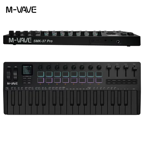 Imagen 2 del producto Teclado MIDI M-VAVE SMK-37 PRO: 37 teclas, fuente de sonido incorporada, compatible con inalámbrico y 16 almohadillas para conexión multisistema