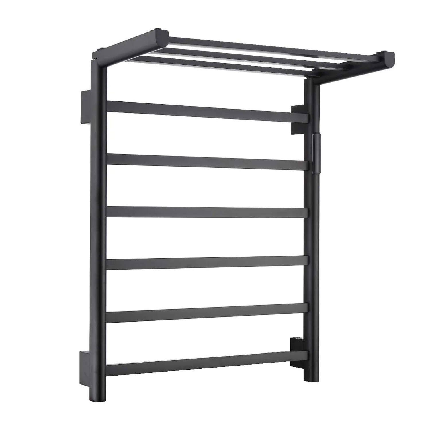 Modern Electric Towel Rack with Foldable Towel Shelf 304 Stainless Steel Matte White Wall Mounted Smart Electric Towel Warmer view 5